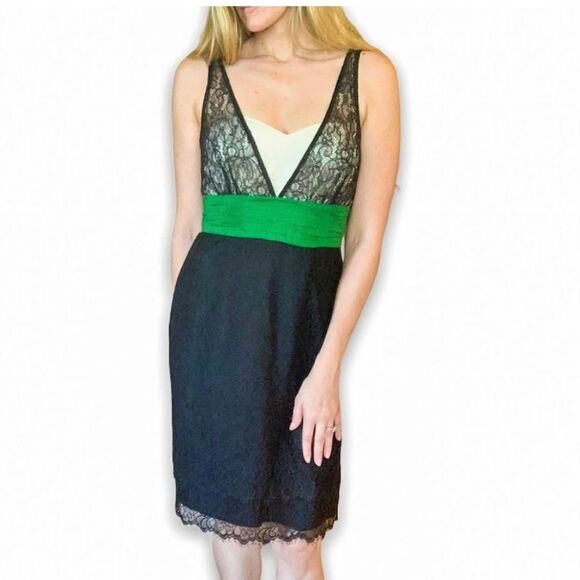 Moulinette Soeurs Anthropologie Black Lace Dress With Kelly Waistband.Balletcore - Picture 1 of 13
